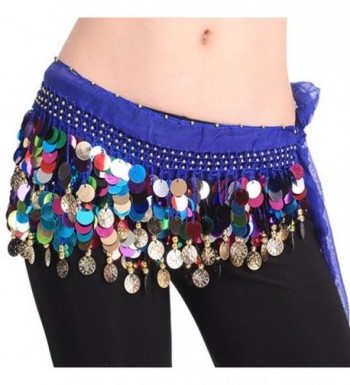 Pilot-trade Women's Belly Dance Hip Scarf Waistband Belt Skirt Mixed Colors Beads - Dark Blue - CM11TXM2MTP