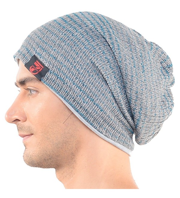 Mens Slouchy Beanie Hat Winter Knit Skullcap Gray B0724 - CF11NEO8BFH