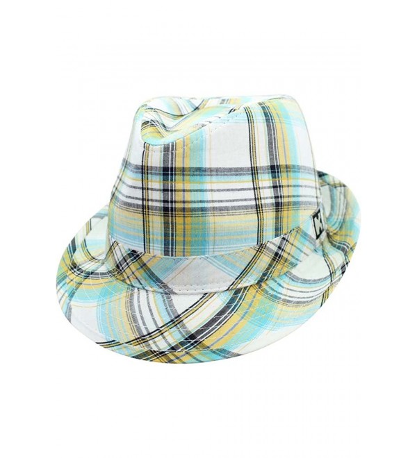 Luxury Divas Green Summer Breeze Plaid Fedora Hat - C617YLT8N6X