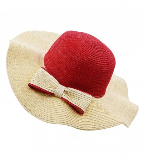 Vegali Summer Beach Sun Hat - Red - C912KHOQB9T