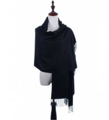 BYOS Versatile Oversized Soft Cashmere Shawl Scarf Travel Wrap Blanket W/ Tassels- Many Colors - Black - C0186H496UN