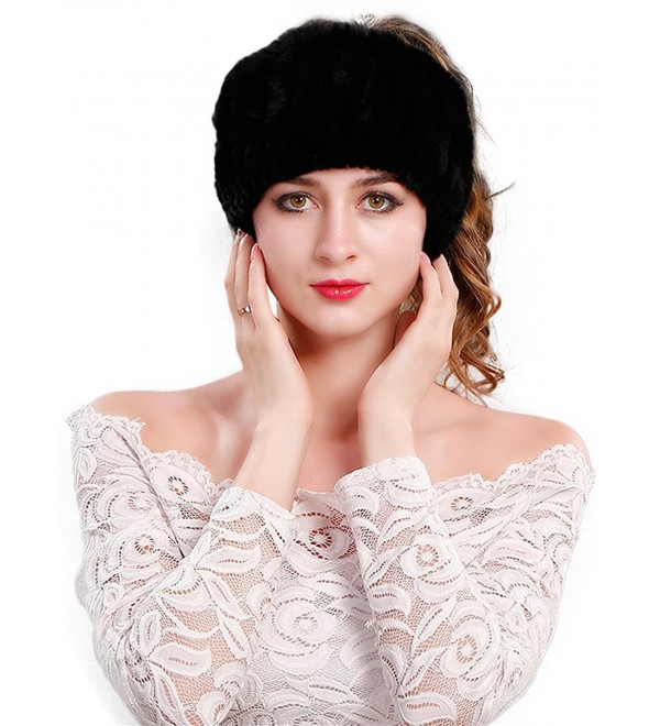 LITHER Women's Rabbit Fur Headband Winter Wrap Cap For Winter Earwarmer Earmuff - Black - CW187IQRYTM LITHER Women's Rabbit Fur Headband Winter Wrap Cap For Winter Earwarmer Earmuff - Black - CW187IQRYTM