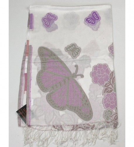 Lovarzi Womens White Butterfly Pashmina