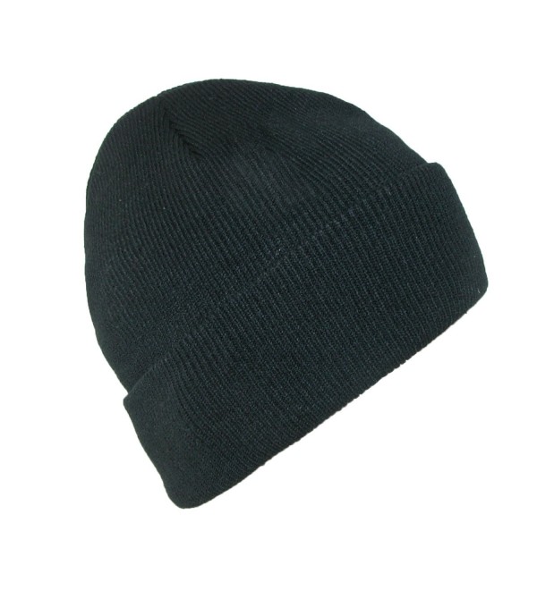 CTM Men's Winter Black Stocking Cuff Knit Cap (Pack Of 2) - Black - C8120DS6QIF
