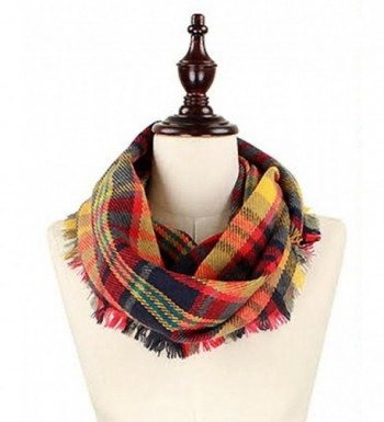 StylesILove Plaid Lovers Collection Womens Infinity Scarf Regular Scarf - Woven Plaid Navy-red - CC12N2TYMHR