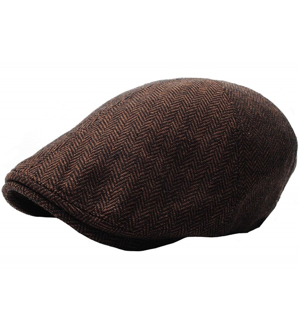 RaOn N04 Herringbone Soft Pattern Driving Wool IVY Cap Cabbie Ascot newsboy Beret Hat - Darkbrown - C91293QPAO3