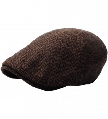 RaOn N04 Herringbone Soft Pattern Driving Wool IVY Cap Cabbie Ascot newsboy Beret Hat - Darkbrown - C91293QPAO3