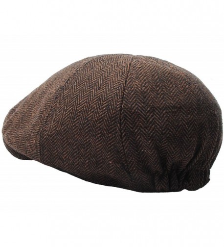 Herringbone Pattern Driving Newsboy DarkBrown