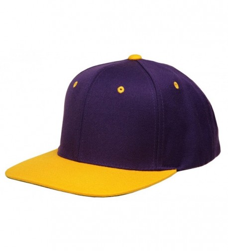 Original Yupoong Two-Tone Pro-Style Wool Blend Snapback Snap Back Blank Hat Baseball Cap 6098MT Purple / Gold - CZ1181RD1VL