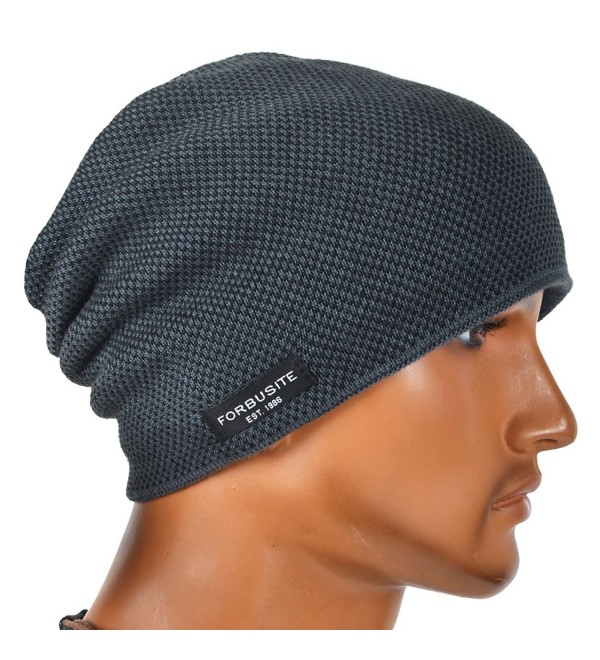 VECRY Mens Beanie Hat Fleece Lined Knit Hat Thick Skull Cap - Grey - CH187DGMGY0