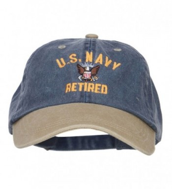 US Navy Retired Military Embroidered Two Tone Cap - Navy Khaki - CU12HV9QU1R