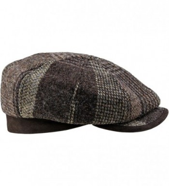 Sterkowski Harris Tweed 8 Panel Gatsby Classic Flat Cap - Brown - CD12B6KGDUF