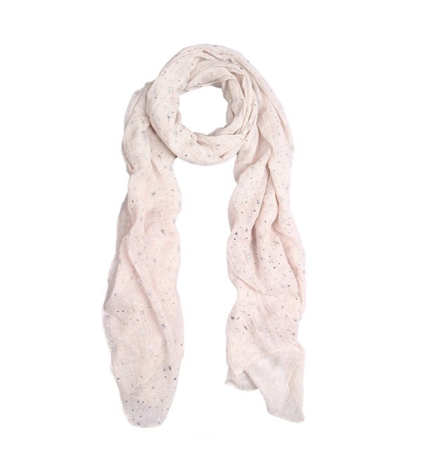 Solid Color Stars Print Stardust Glitter Scarf - Different Colors Available - Off White - CT11HJGJ14L