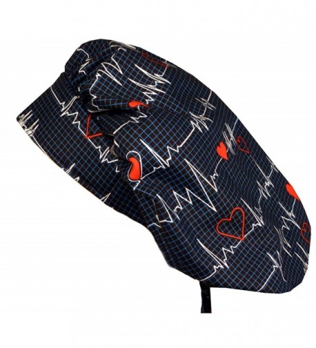 Bouffant Medical Scrub Cap - Heartbeats on Navy - CX12ELBRN9B