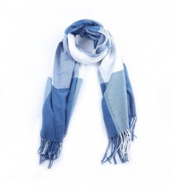 Women's Warm Fashion Contrast Scarf - Stylish Plaid Scarf - Bluewhited06 - CR188G8O0D8