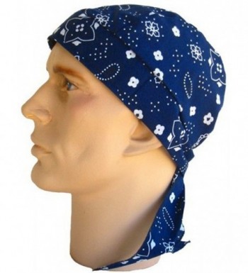 Skull Cap Biker Caps Headwraps Doo Rags - Navy Paisley - CX12ELHP9QJ