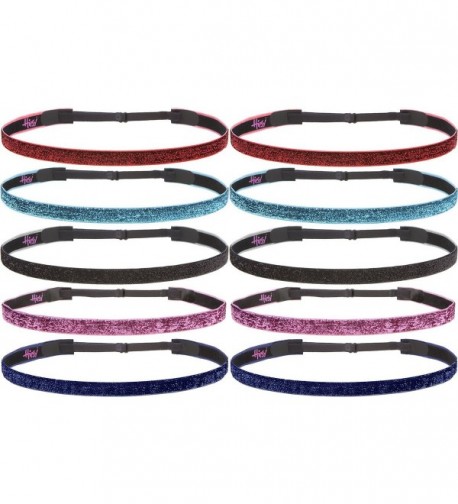 Hipsy Women's Glitter Adjustable Non-Slip Headband Mother Daughter 10pk (BFF Gift 10pk) - CN12O6UKEFW