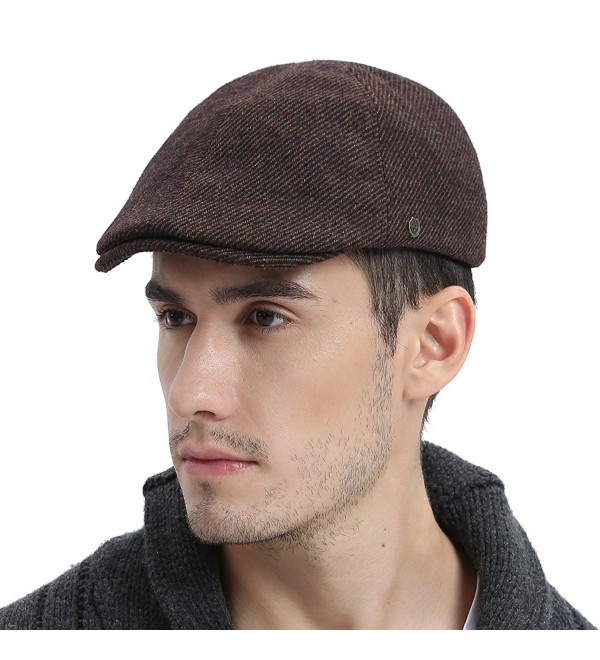 VOBOOM Mens Winter Wool Blend newsboy Cap Warm Flat IVY Driving Cap - 182-coffee - CB187TH8XHC