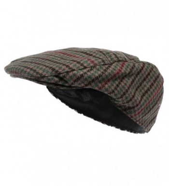 Octave Mens Wool Mix Tweed Country Style Flat Cap - Green Check - Green Check - CC11N1IZVJP