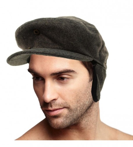 Men's Winter 100% Soft Wool Earflaps Solid Ivy Driver Golf Cabby Cap Hat - Gray - CU1865DMO0W