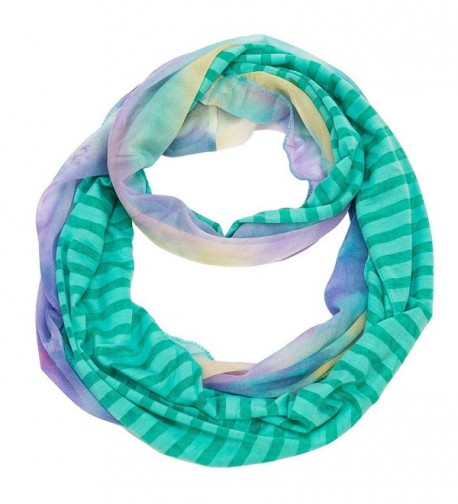 Stripe and Tie-Dye Infinity Scarf - Teal - CE11MOE421Z