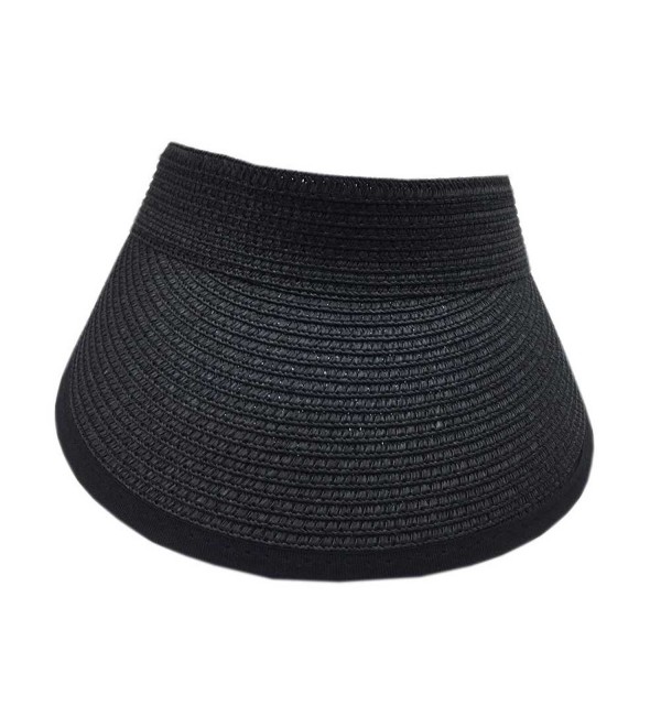 Aesthetinc 100% Straw Sun Visor Hat Velcro Adjustable at the Back - Black - CO124GCTMA7