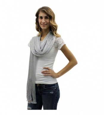 Silver Lightweight Mesh Metallic Scarf