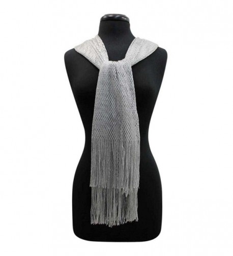 Silver Lightweight Mesh Metallic Scarf in Fashion Scarves