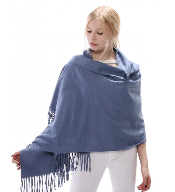 Women's Cashmere Feel Winter Thick Blanket Stole Scarf with Tassel ...