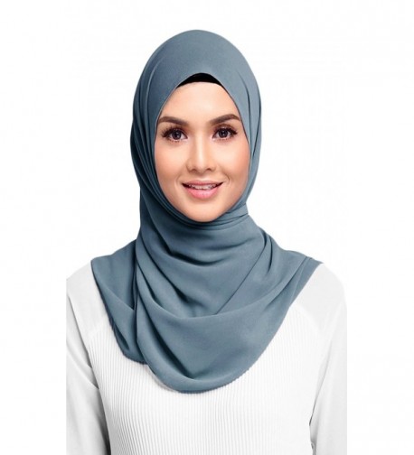 Hana's Womens Georgette Chiffon Hijab - Stonewash - C6182OLKCXO