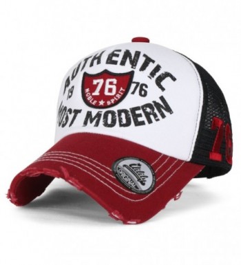 ililily Authentic Most Modern Vintage Distressed Mesh Trucker Hat Baseball Cap - Red - CP17YCSH49W