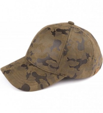 Funky Junque's Women's Camouflage Stitch Baseball Cap Hat - Camo Faux Suede Print - CQ17YESRN77