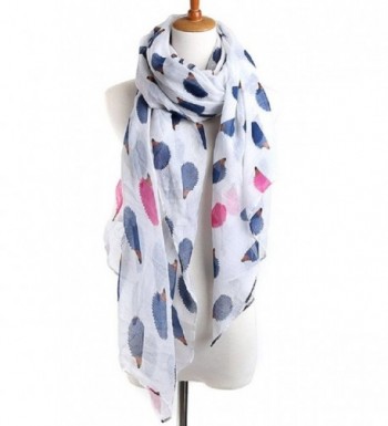 Sannea Womens Hedgehog Printed Fashion Silk Scarves Animal Printed Scarf for Girls - White - C3125X916CP