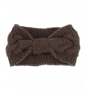Flammi Women's Cable Knit Headband Bow Knot Head Wrap Ear Warmer - Coffee - CC184ACK3TX