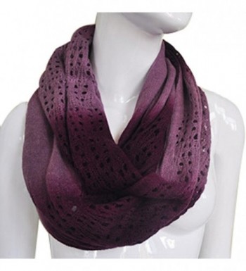 JET-BOND Light Infinity Scarf Hollow Blooming Contrast Color FP03 Knitted Women Winter - Dark Purple - CU187EXEOQT