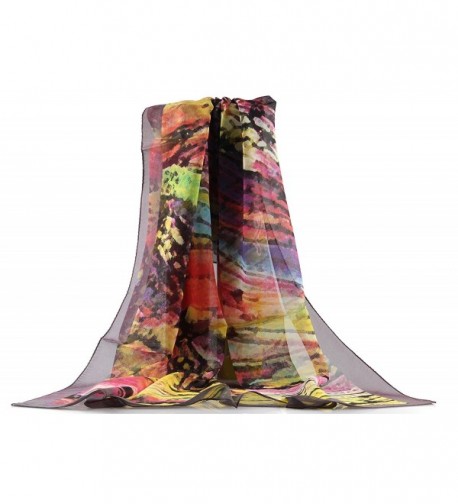 Jocelyn Nord Fashionable Silk Big Square Scarf 100% Mulberry Silk - Colorful Ink - CH18647Q972