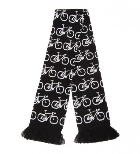 FLOSO Unisex Bicycle Pattern Knitted Winter Scarf With Fringe - Black/White - CQ120FVNCUP