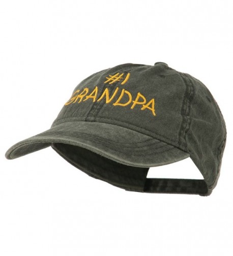 Number 1 Grandpa Letters Embroidered Washed Cotton Cap - Black - CA11NY31SDP