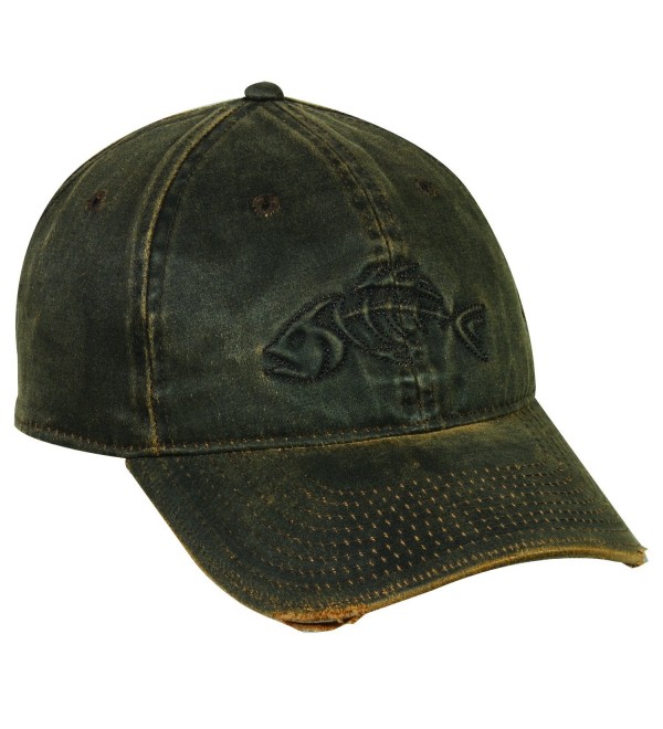 Fish Skeleton Distressed Weathered Cotton Fishing Cap Hat 226-Dark Brown-One Size Fits Most - CO17Z6L28KD