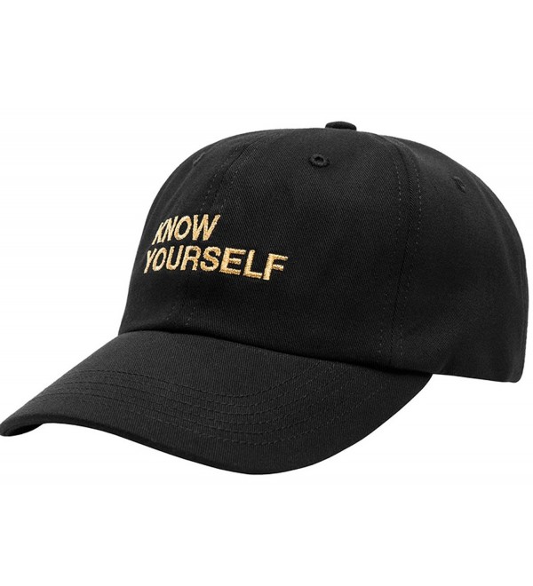 FGSS Mens Know Yourself Embroidery Adjustable Strapback Dad Hat Baseball Cap - Black - CN12MZB75SH