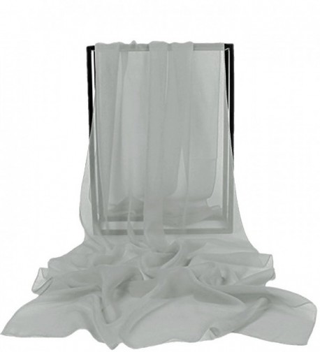 VaniaDress Women Chiffon Long Shawls Bridal Wrap Evening Dress Scarves V002PJ - Silver - CX12MZDU4ZX