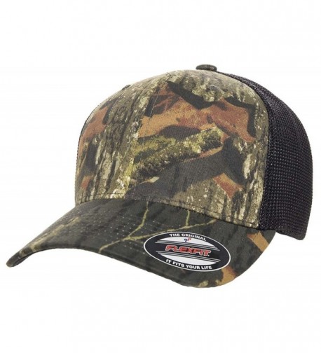 Flexfit Men's Two-Tone Stretch Mesh Fitted Cap - Mossy Oak Break-up/Black - C612NZ1OWSI