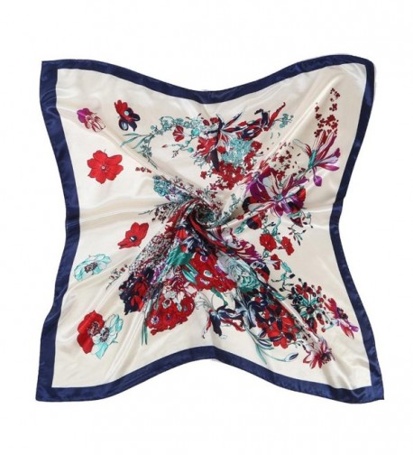 Oksale Women Floral Printed Square Scarf Kerchief Scarve Head Wrap Shawl - Blue - CW12O7EGJGS