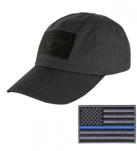 Condor Tactical Cap with Thin Blue Line Morale Patch Bundle - Black - C812MZHPRPB