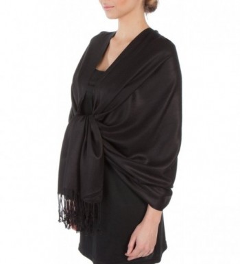 Sakkas Silky Solid Soft Pashmina Shawl Wrap Stole - Black - C5113EIJPQ7