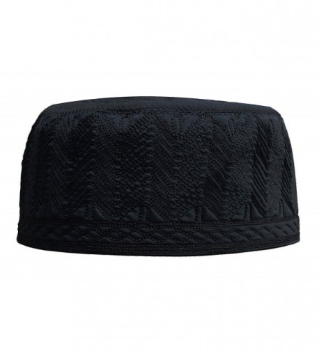 Beautiful Black Embroidered Cotton Kufi Muslim Kufi Takke Peci Kofia Hat - Large - CN12O51MRVQ