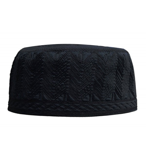 Beautiful Black Embroidered Cotton Kufi Muslim Kufi Takke Peci Kofia Hat - Large - CN12O51MRVQ