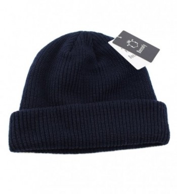 Queenly Winter Thick Rib Knit Hat- Stretch Slouchy Beanie Cap for Man and Woman- Multicolor - Thick - Dark Blue - CM12O2Q06AU