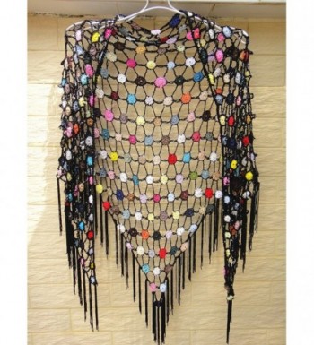 Crochet Shawl Scarf Fringe Multi