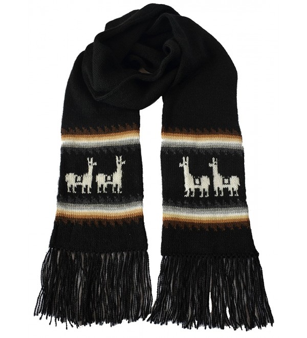 Gamboa Black Llamitas Men Women Unisex Alpaca Scarf - Black - CT125UTTP8P